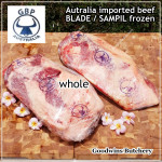 Beef BLADE Australia frozen daging sapi sampil CUBED-DADU RENDANG / CURRY BITE-SIZE 2cm 5/8" (price/pack 600g +/-50pcs) any brand in stock; GBP, WMPG, RALPHS or AMH